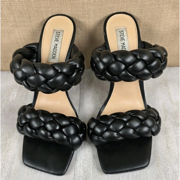 Steve Madden Shoes - Steve Madden Women's Kenley Heeled Sandal‎ Black 8M Stiletto Braided Disco Party